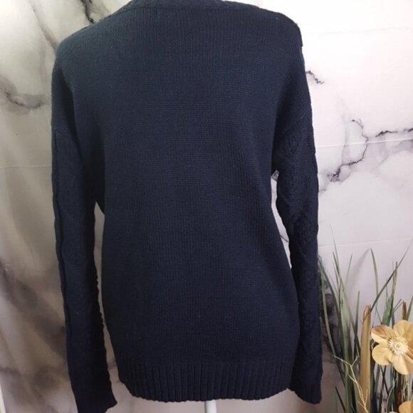 POL Navy Embroidered Cable-Knit Sweater - Picture 6 of 12